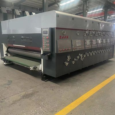 Flekso Folder Gluer Casemaker dengan ketebalan dinding 50-70mm, presisi pencetakan ± 0,5mm, dan sistem lem kotak flexo
