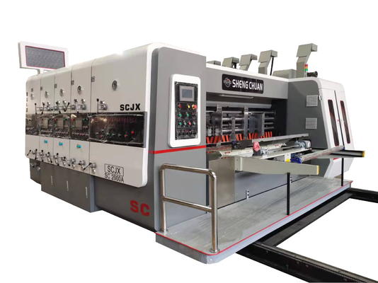 3 Warna Slotting Die Cutting Corrugated Karton Flexo Mesin Pencetakan Untuk Pembuatan Kotak Karton