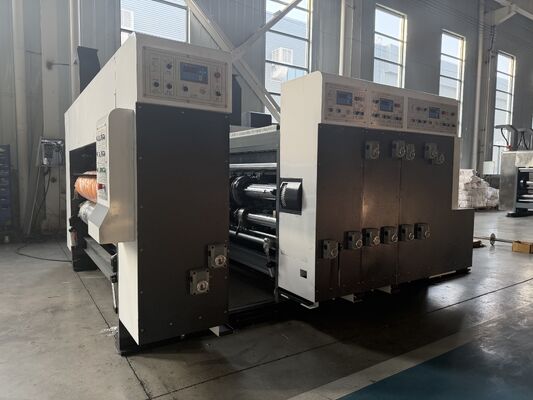 Mesin Cetak Flexo Karton Bergelombang Pengumpanan Tepi Timah Otomatis dengan Kecepatan 100-130m/mnt untuk Pencetakan dan Slotting Presisi