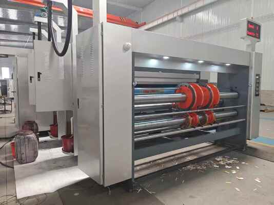 Otomatis Lead Edge Feeding Flexo Printing Slotting Machine dengan kecepatan 100-130m/min dan layar sentuh berwarna 7 inci HMI