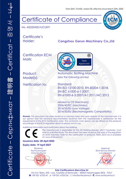 Cina Cangzhou Gerun Machinery Co.,Ltd Sertifikasi