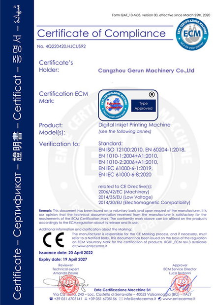 Cina Cangzhou Gerun Machinery Co.,Ltd Sertifikasi